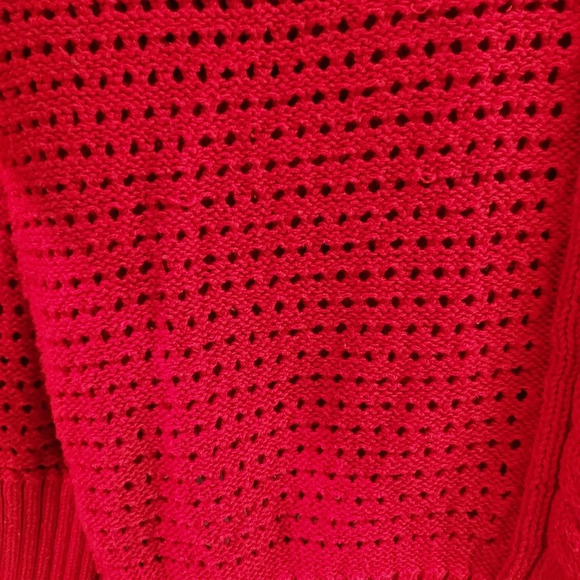 Lane Bryant Red V-Neck Pullover Sweater Cable Knit Crochet Size 14/16 - Picture 9 of 9